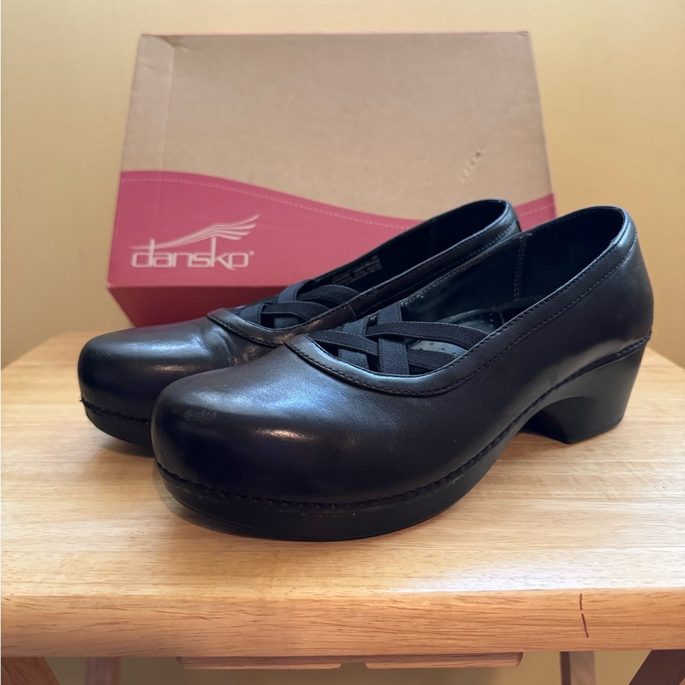 Dansko Tilda Burnished Full Grain Black Mules